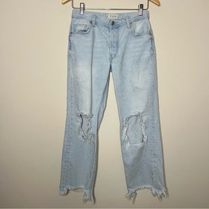 Free People - We The Free Light Wash Destroyed Jean Straight Ankle Slight Flare